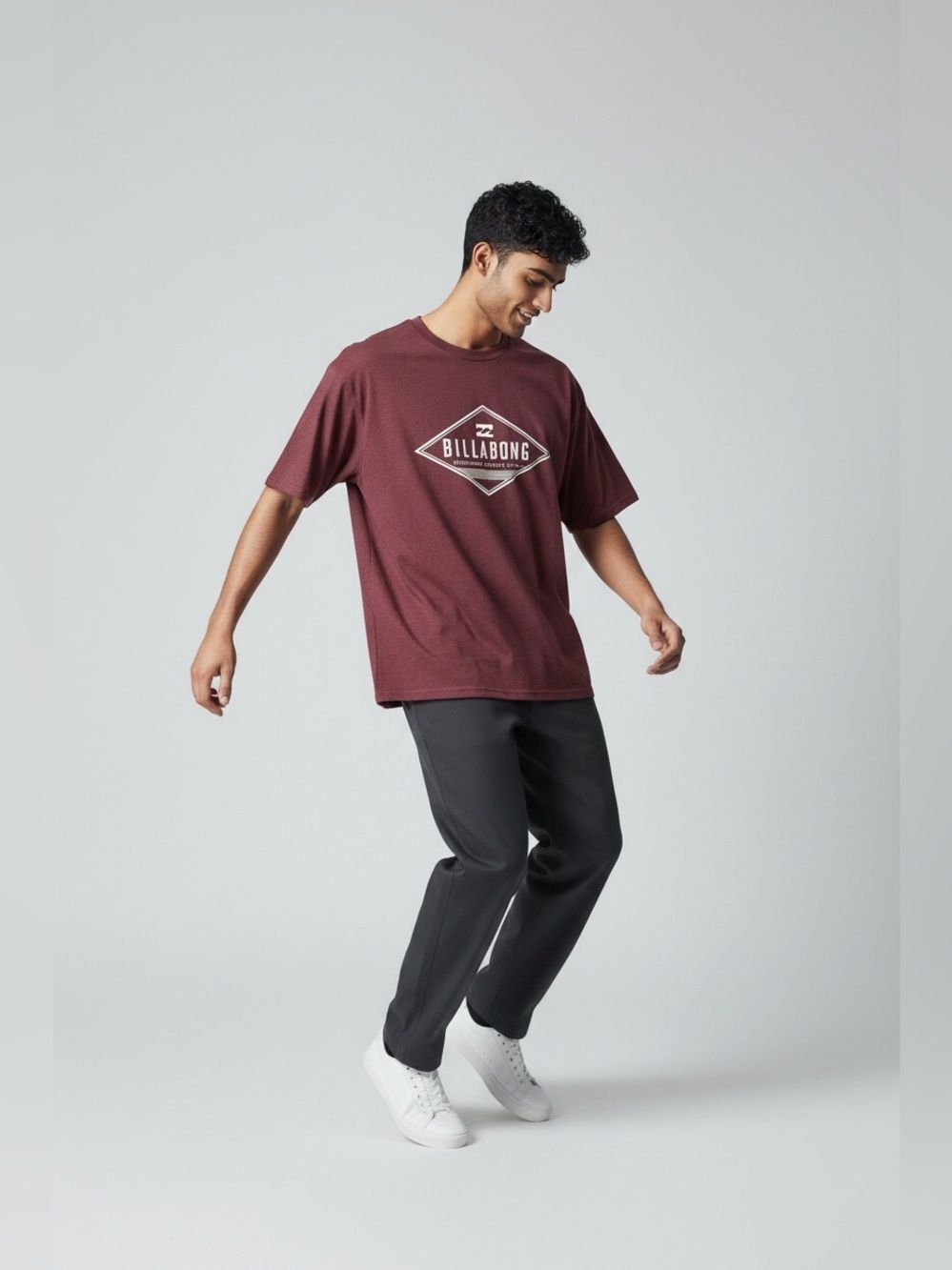 Billabong Maroon Diamond Logo Tee